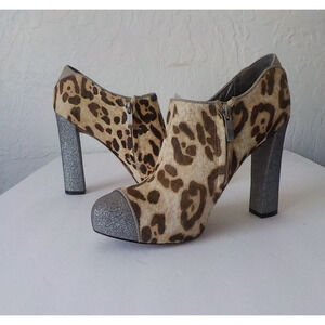 Sam Edelman Felix Ankle Boot Animal Print Hairy Sparkle High Heel Women 7.5 M